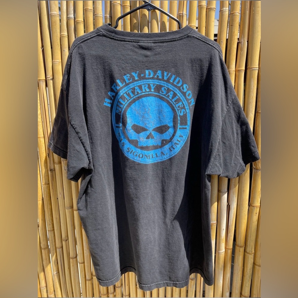 Harley-Davidson Black Tee with Blue Skull Design